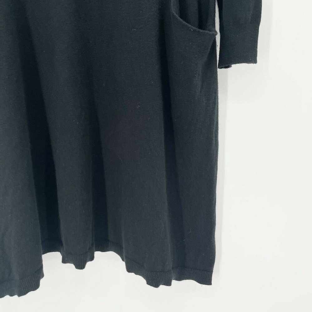Sundance Film Noir Sweater Dress Sz M Black Cotton Silk Knit Pockets Long Sleeve - Picture 5 of 8